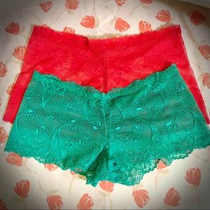 PAIR of Like New Stretchy Lace Boyshorts - Sz L/XL